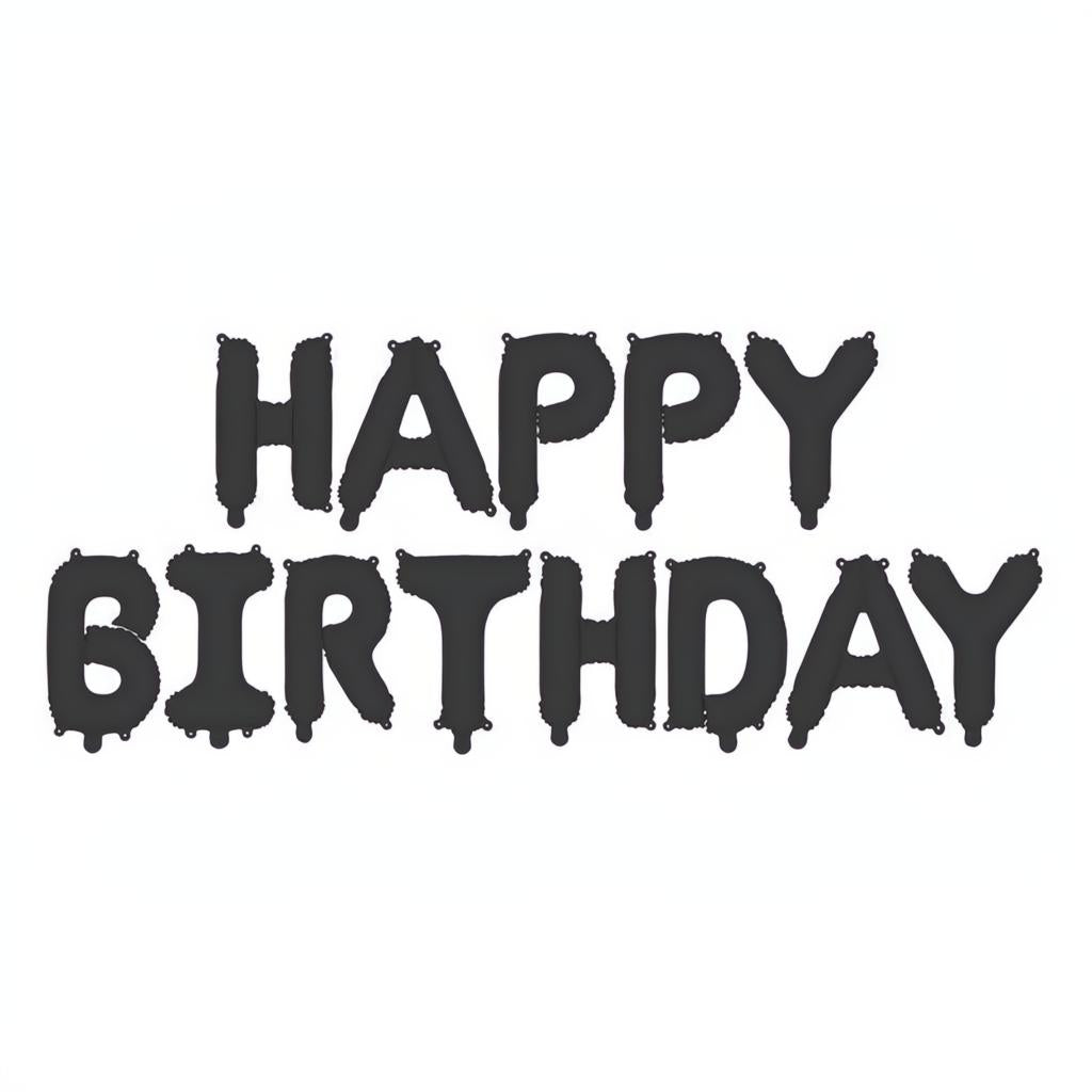 Folienballon Happy Birthday, 340x35cm, Schwarz PartyDeco 1