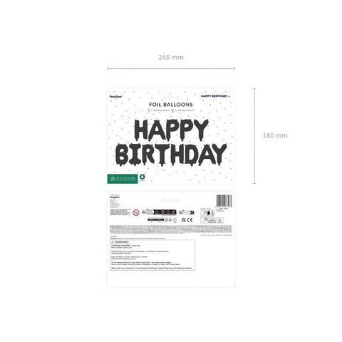 Folienballon Happy Birthday, 340x35cm, Schwarz PartyDeco 2
