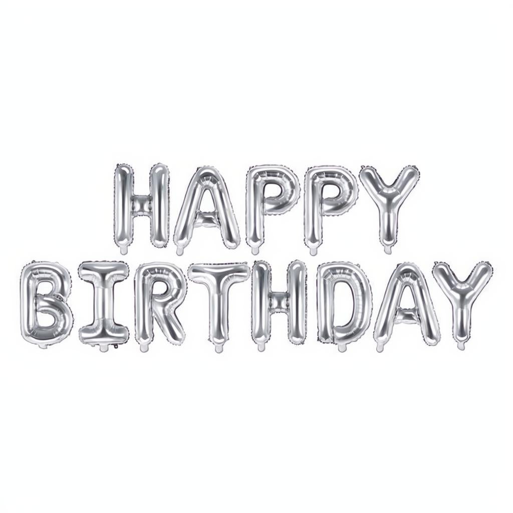 Folienballon Happy Birthday, 340x35cm, silber PartyDeco 1