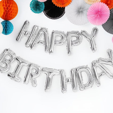 Folienballon Happy Birthday, 340x35cm, silber PartyDeco 2