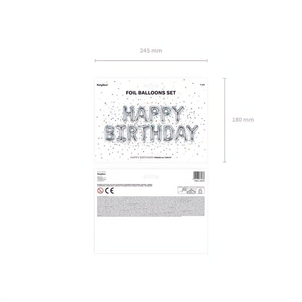 Folienballon Happy Birthday, 340x35cm, silber PartyDeco 3