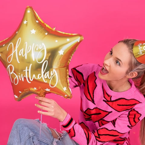 Folienballon Happy Birthday, 40cm, gold PartyDeco 2