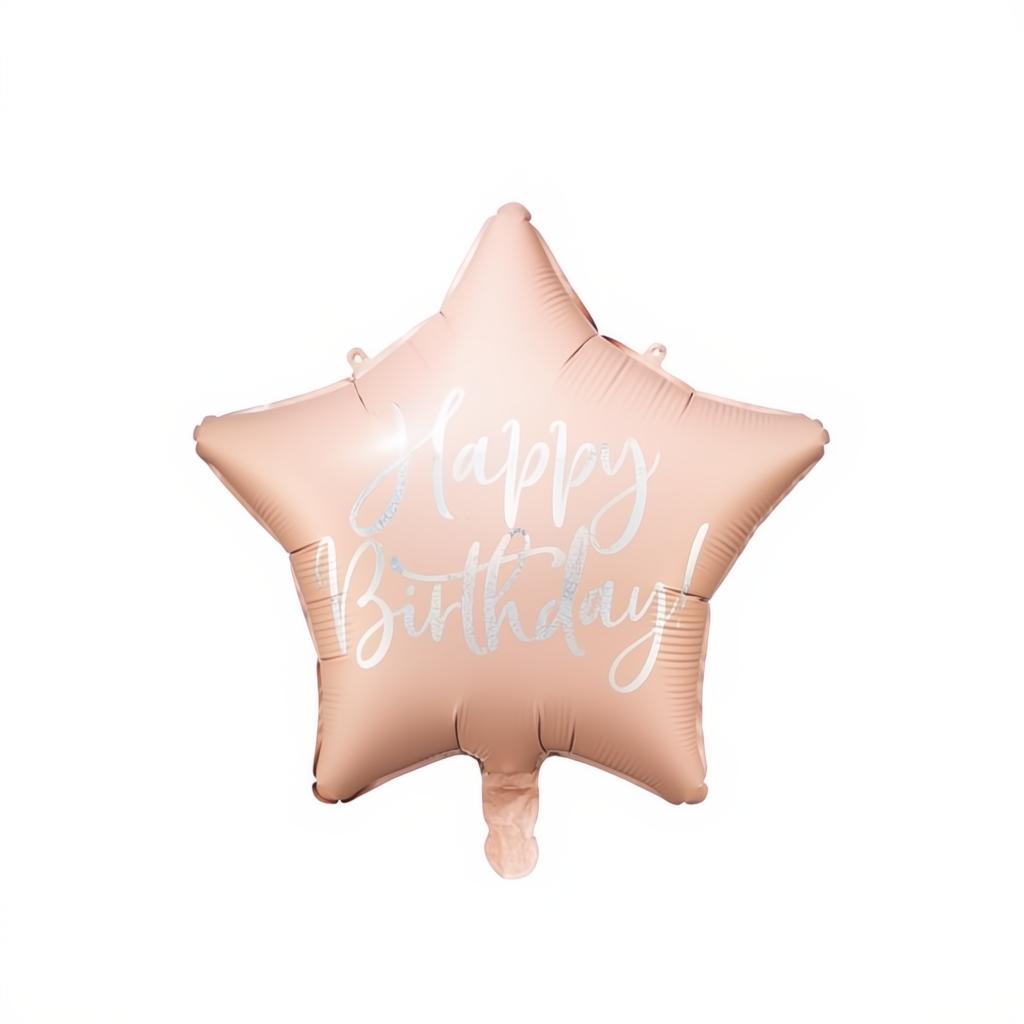 Folienballon Happy Birthday, 40cm, hell-puderrosa PartyDeco 1