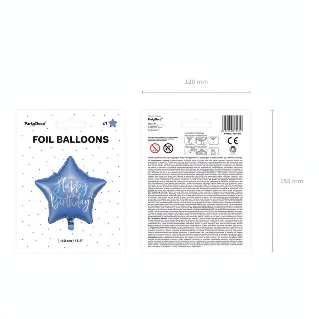 Folienballon Happy Birthday, 40cm, marineblau PartyDeco 4