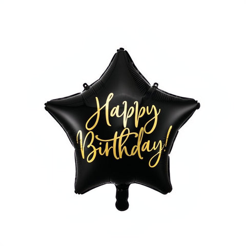Folienballon Happy Birthday, 40cm, schwarz PartyDeco 1