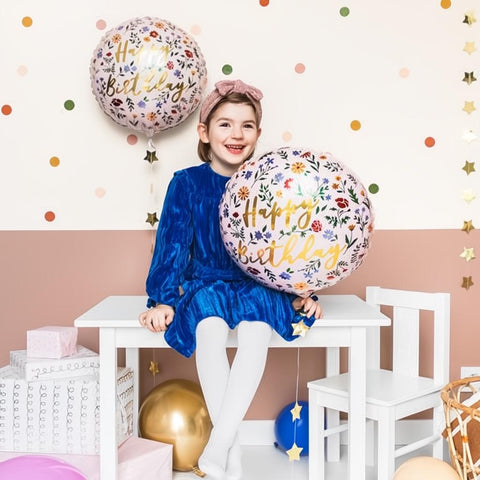 Folienballon Happy Birthday, 45cm, hellrosa PartyDeco 2