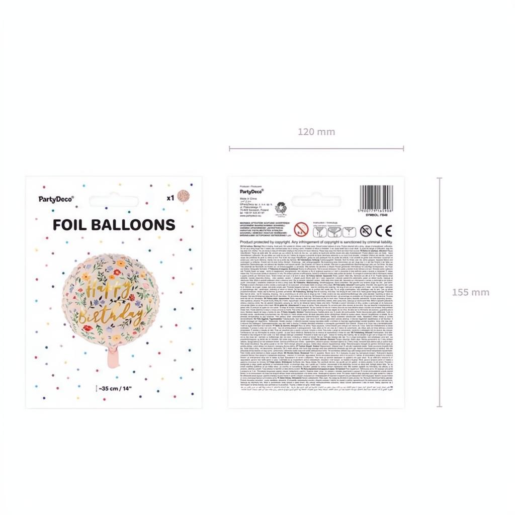 Folienballon Happy Birthday, 45cm, hellrosa PartyDeco 5