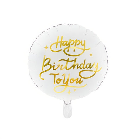 Folienballon Happy Birthday To You, 35cm, weiss PartyDeco 1