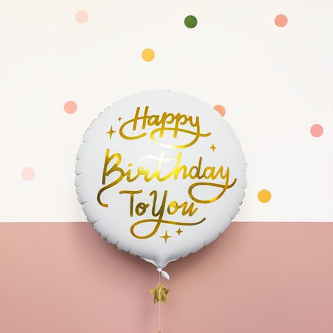 Folienballon Happy Birthday To You, 35cm, weiss PartyDeco 2