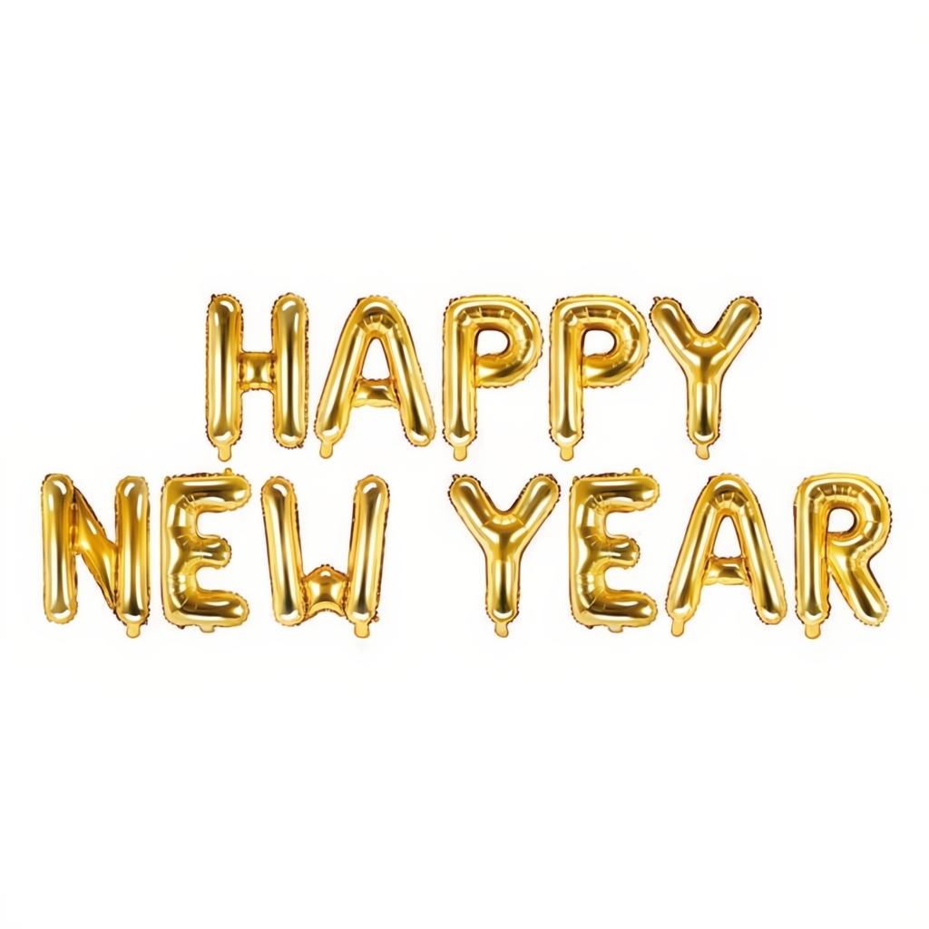 Folienballon Happy New Year, 422x46cm, gold PartyDeco 1