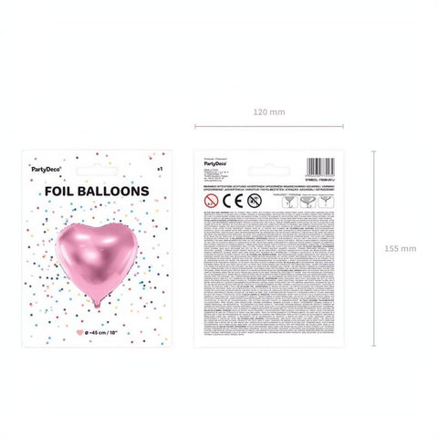 Folienballon Herz, 45cm, hellrosa PartyDeco 7