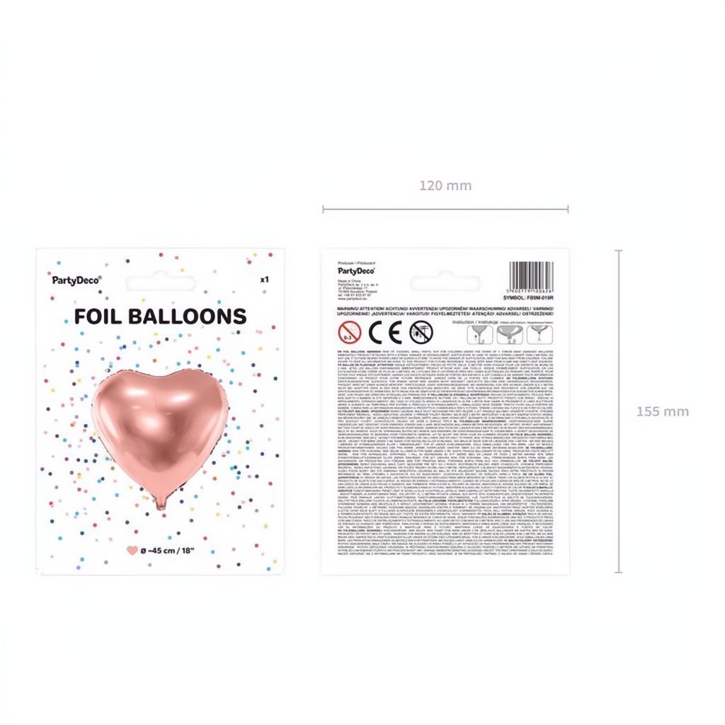 Folienballon Herz, 45cm, roségold PartyDeco 8