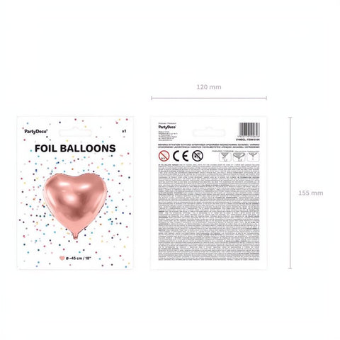Folienballon Herz, 45cm, roségold PartyDeco 8