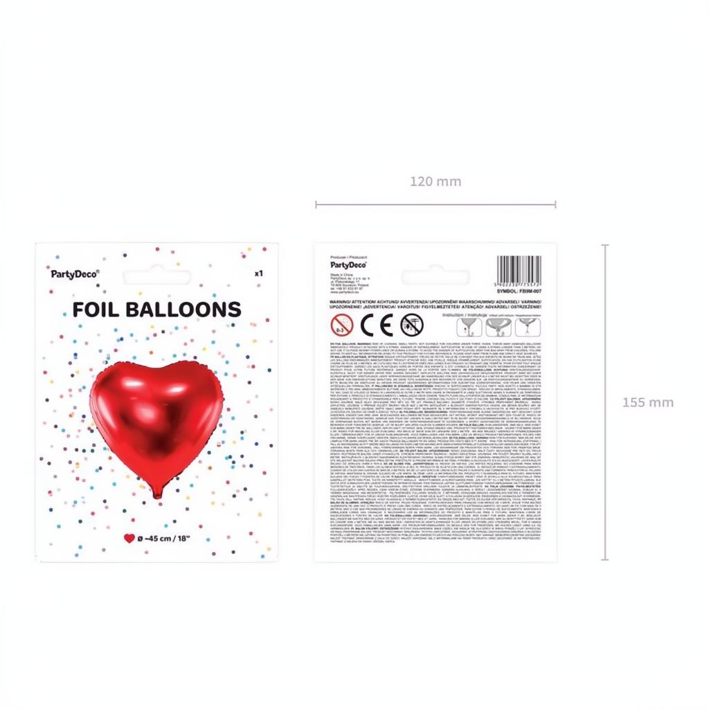 Folienballon Herz, 45cm, rot PartyDeco 5
