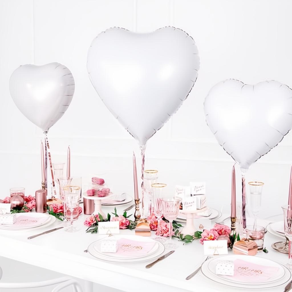 Folienballon Herz, 45cm, weiss PartyDeco 4