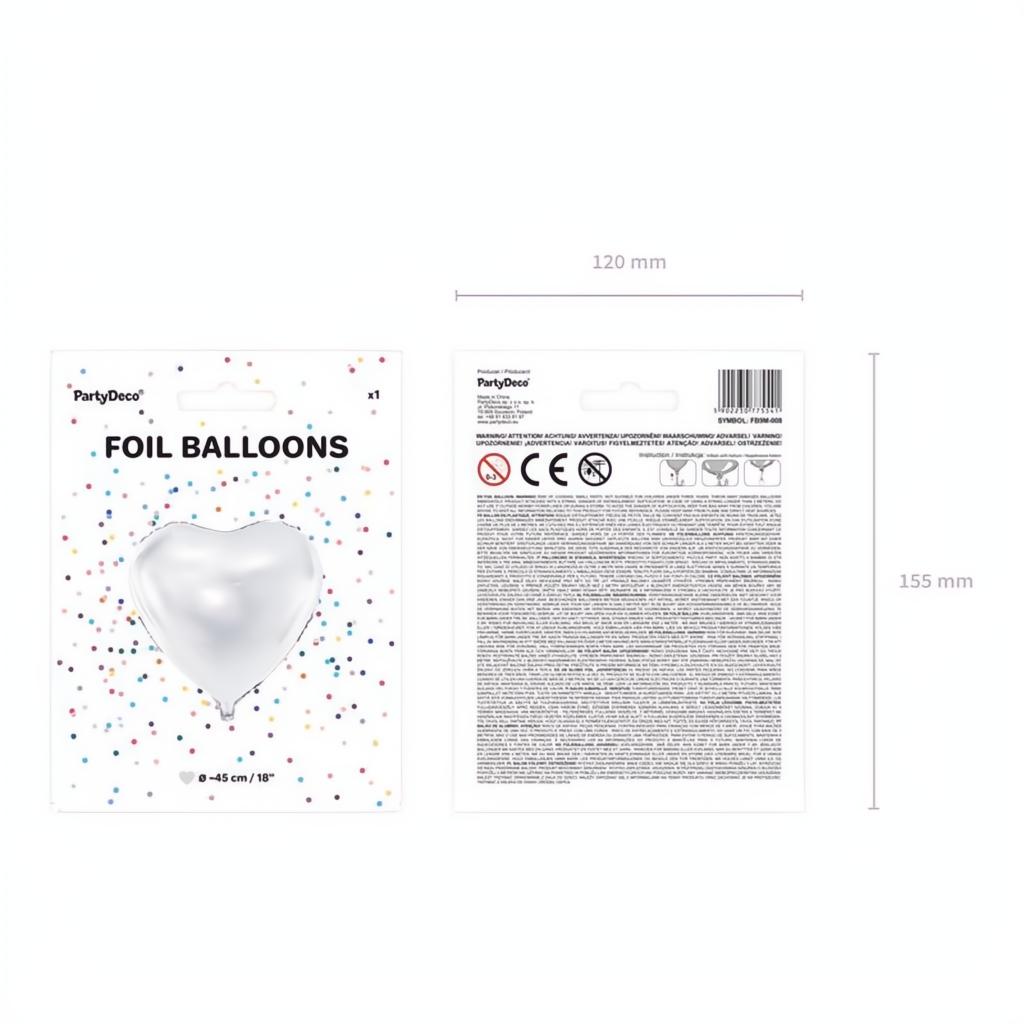 Folienballon Herz, 45cm, weiss PartyDeco 5