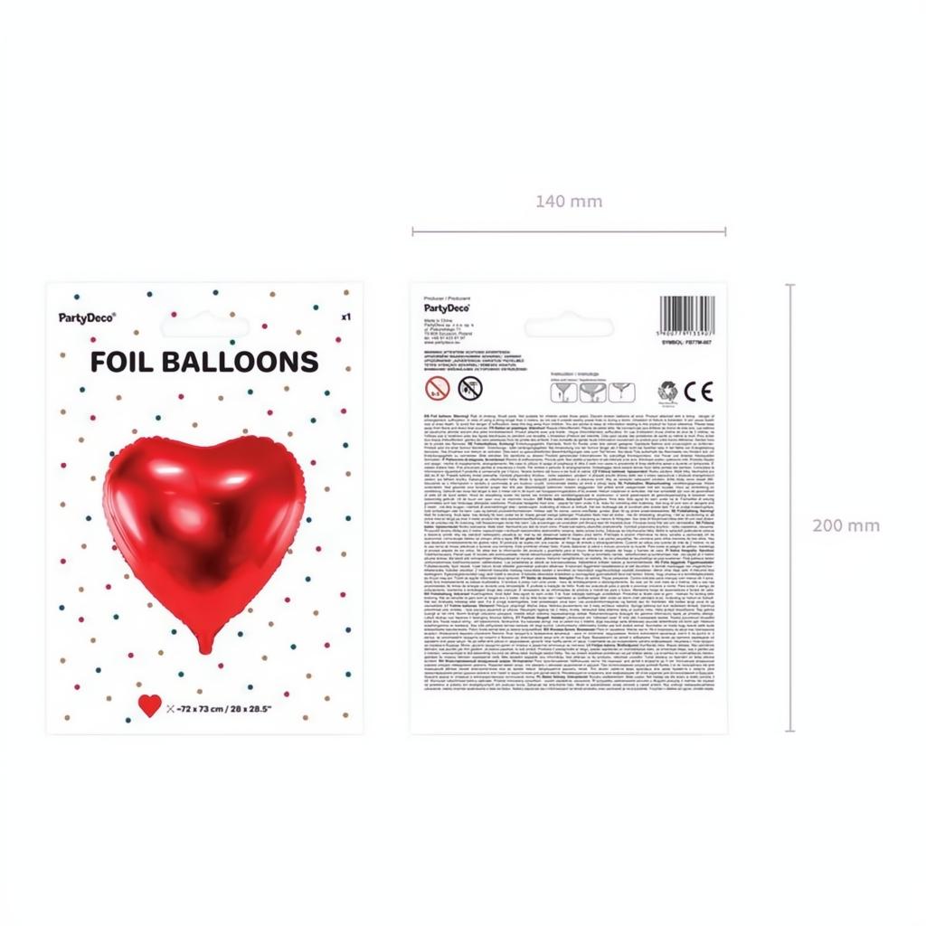 Folienballon Herz, 68x72cm, rot PartyDeco 4