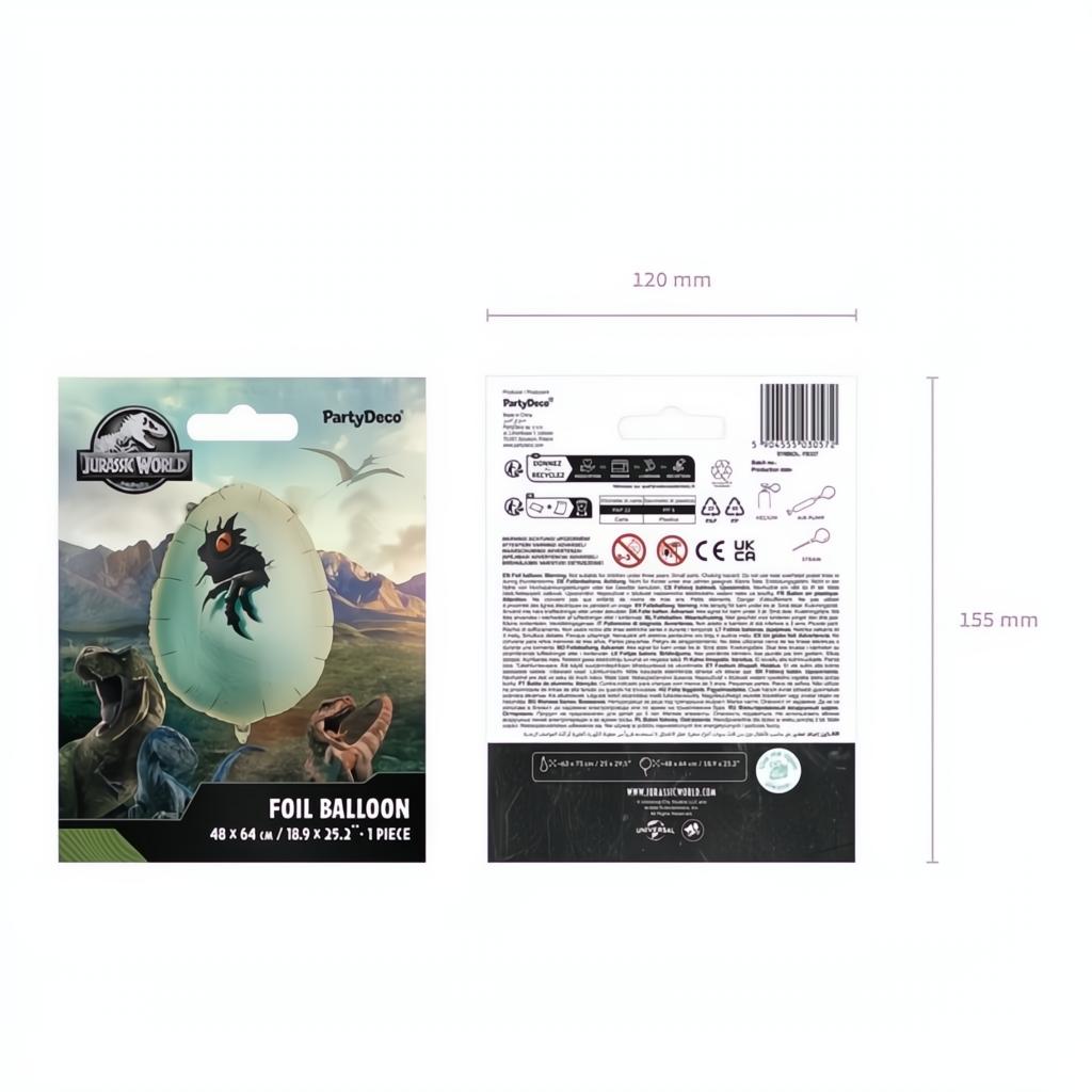 Folienballon Jurassic World Dinosaurier-Ei, 48x64 cm PartyDeco 4