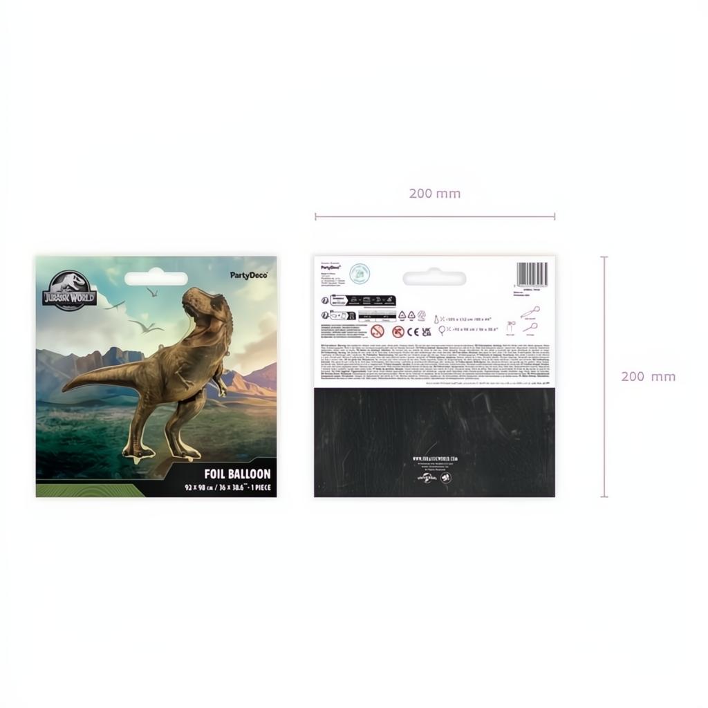 Folienballon Jurassic World T-Rex, 92x98 cm, braun PartyDeco 5