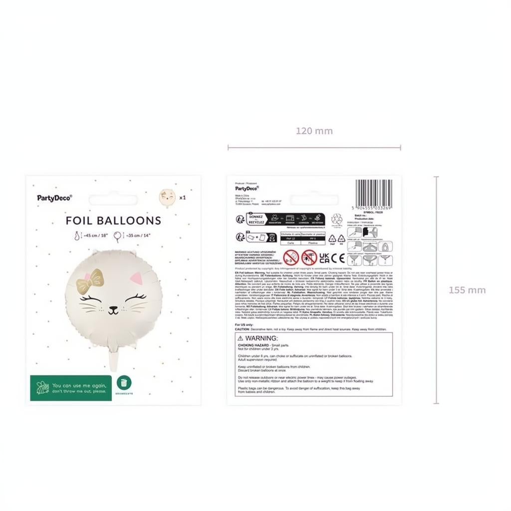 Folienballon Katze, 45 cm PartyDeco 4