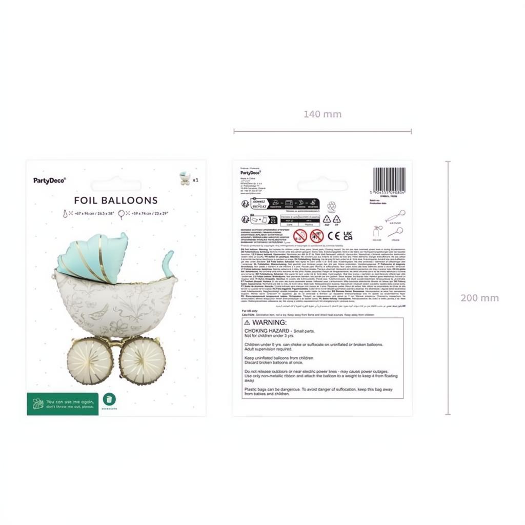 Folienballon Kinderwagen, 67x96 cm. PartyDeco 3
