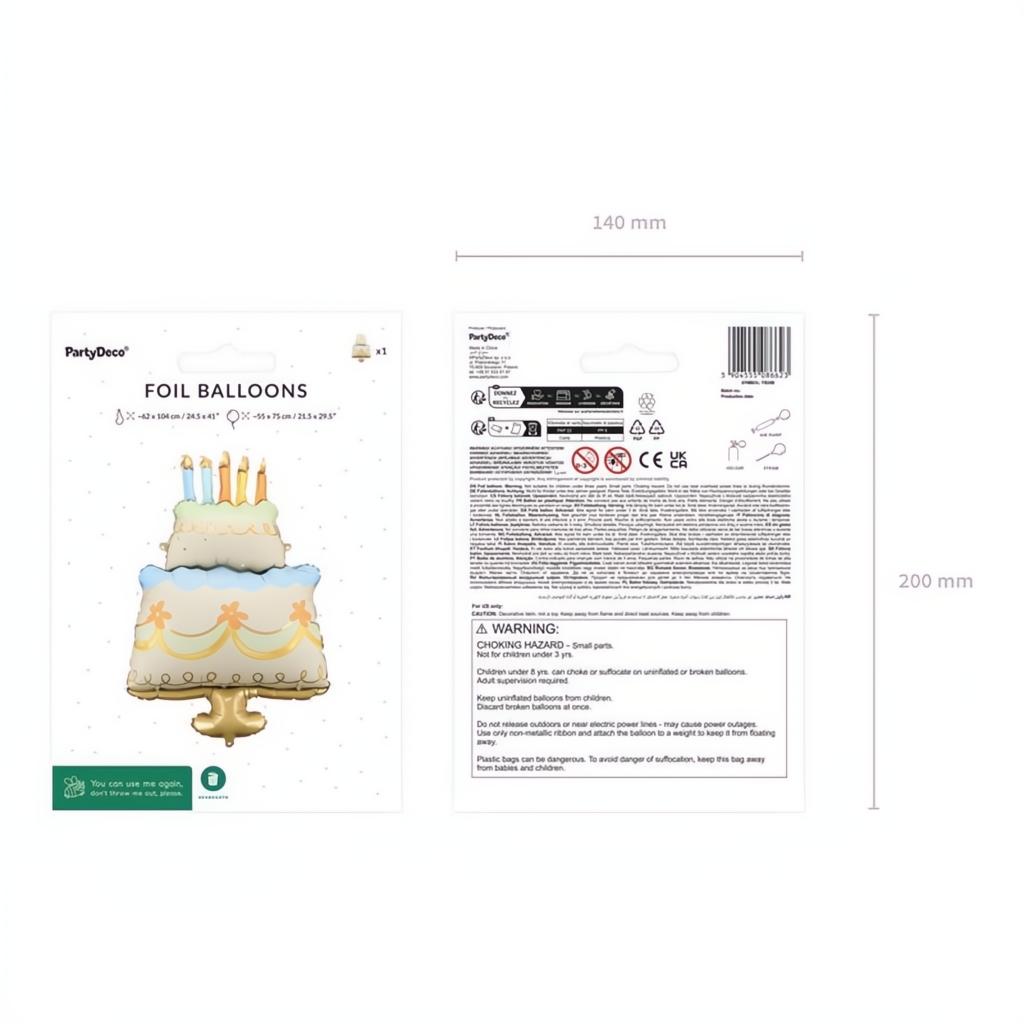 Folienballon Kuchen, 62x104 cm PartyDeco 3