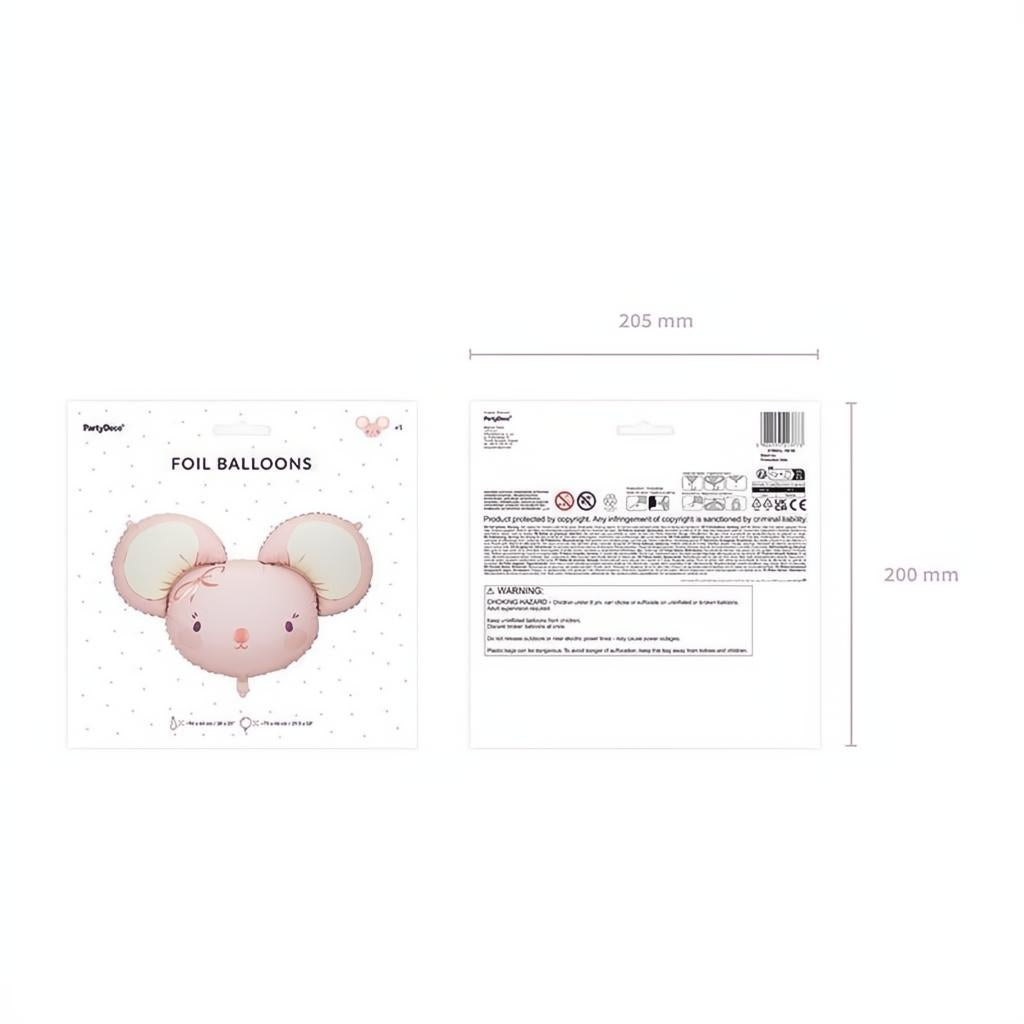 Folienballon Maus, 96x64 cm, hellrosa PartyDeco 4
