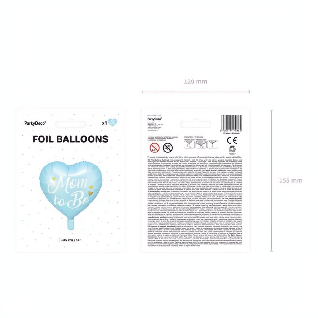 Folienballon Mom to Be, 35cm, blau PartyDeco 6