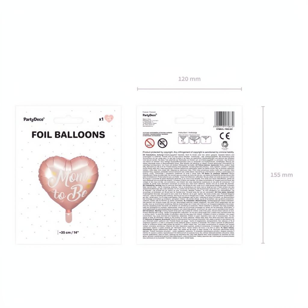 Folienballon Mom to Be, 35cm, rosa PartyDeco 7