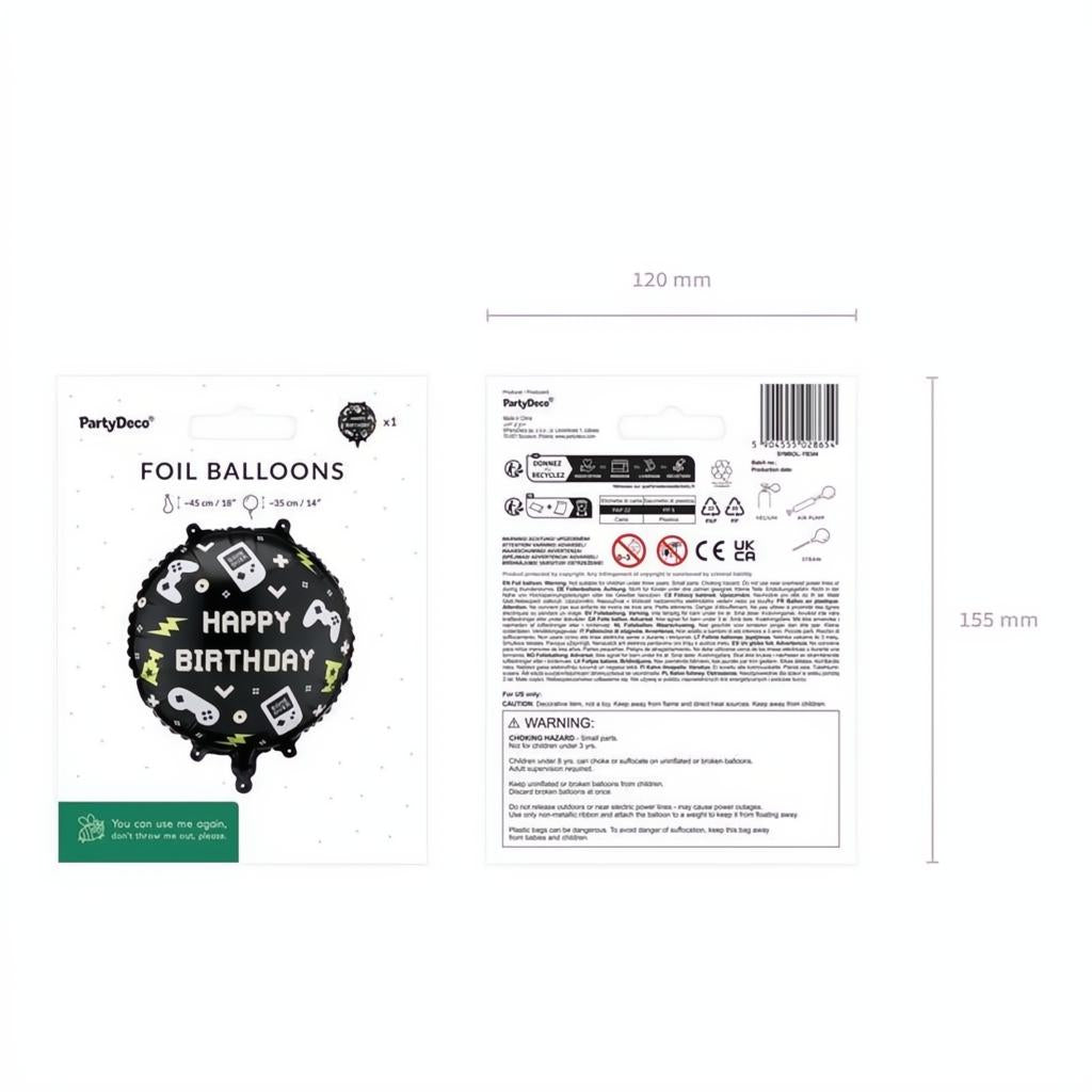 Folienballon Pastille Happy Birthday, 35x35 cm PartyDeco 3