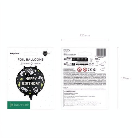 Folienballon Pastille Happy Birthday, 35x35 cm PartyDeco 3