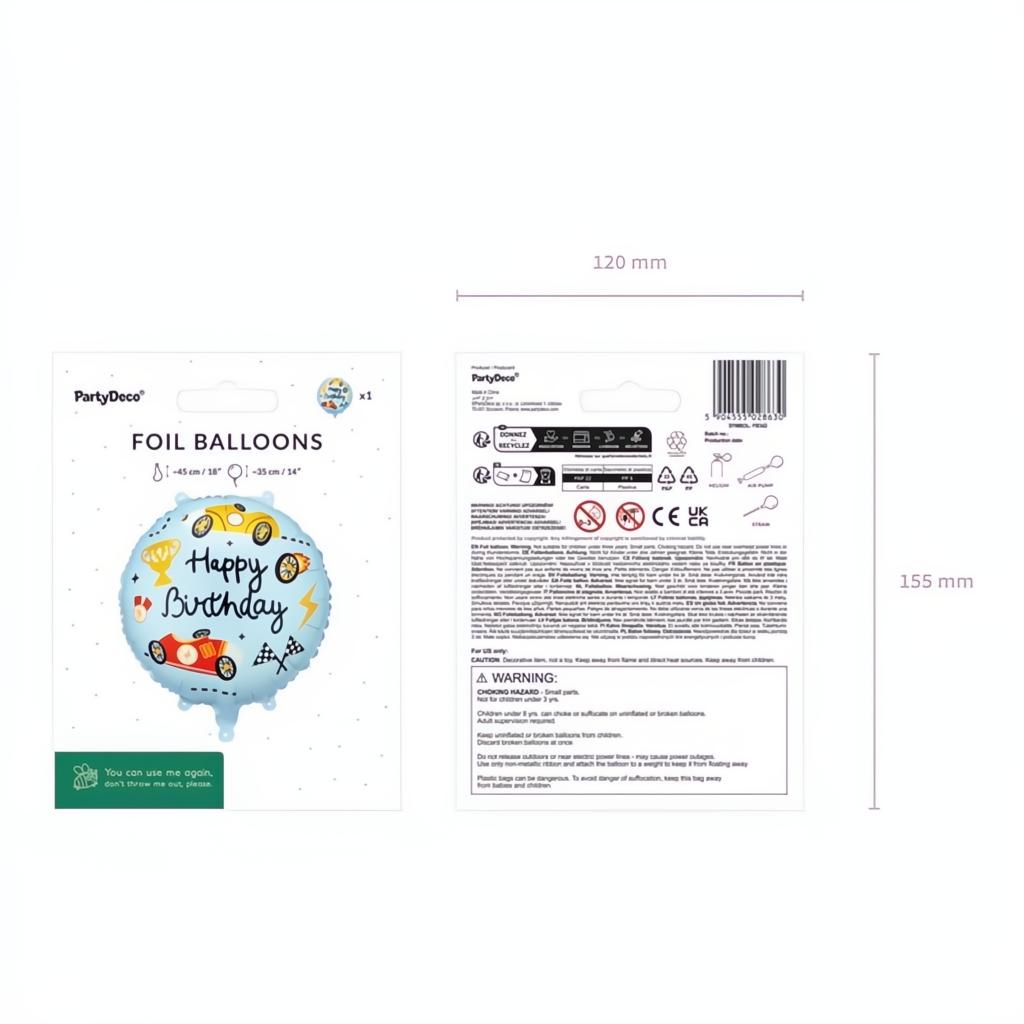 Folienballon Pastille Happy Birthday, 35x35 cm PartyDeco 4
