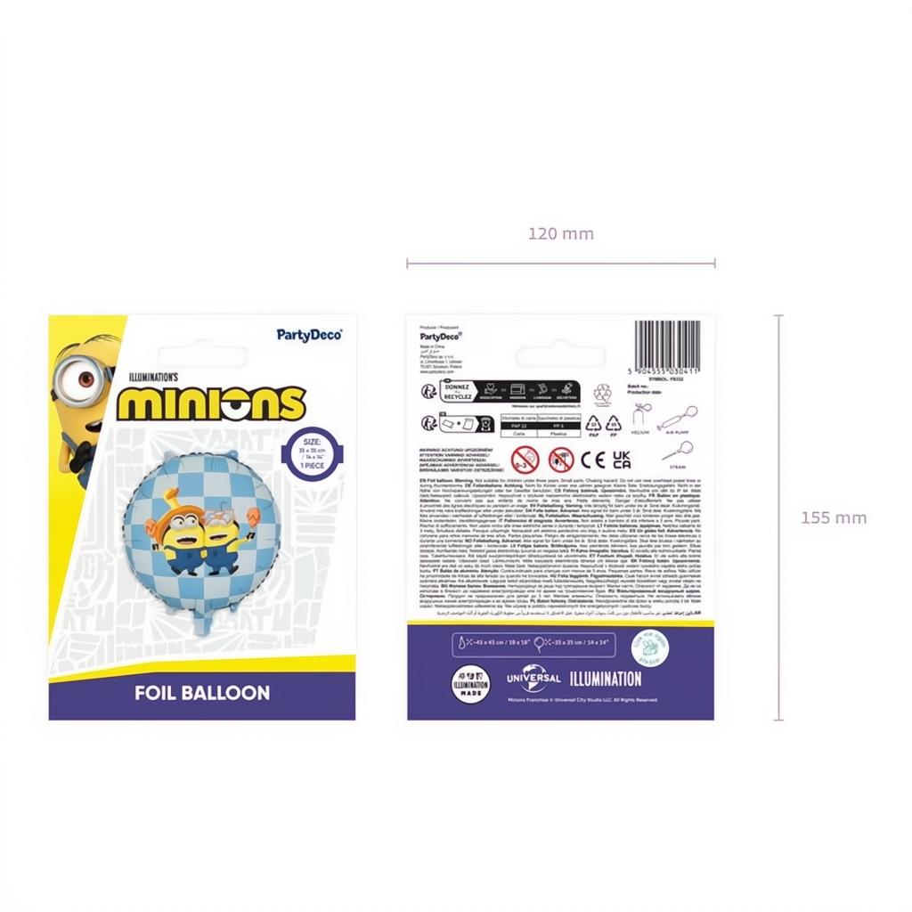 Folienballon Pastille Minions, 35x35 cm PartyDeco 5