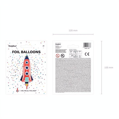 Folienballon Rakete, 44x115cm PartyDeco 5