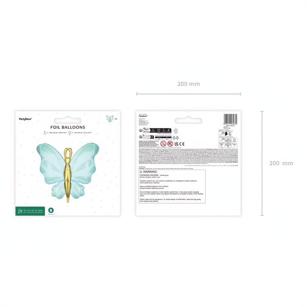 Folienballon Schmetterling, 69x69 cm, mint PartyDeco 6