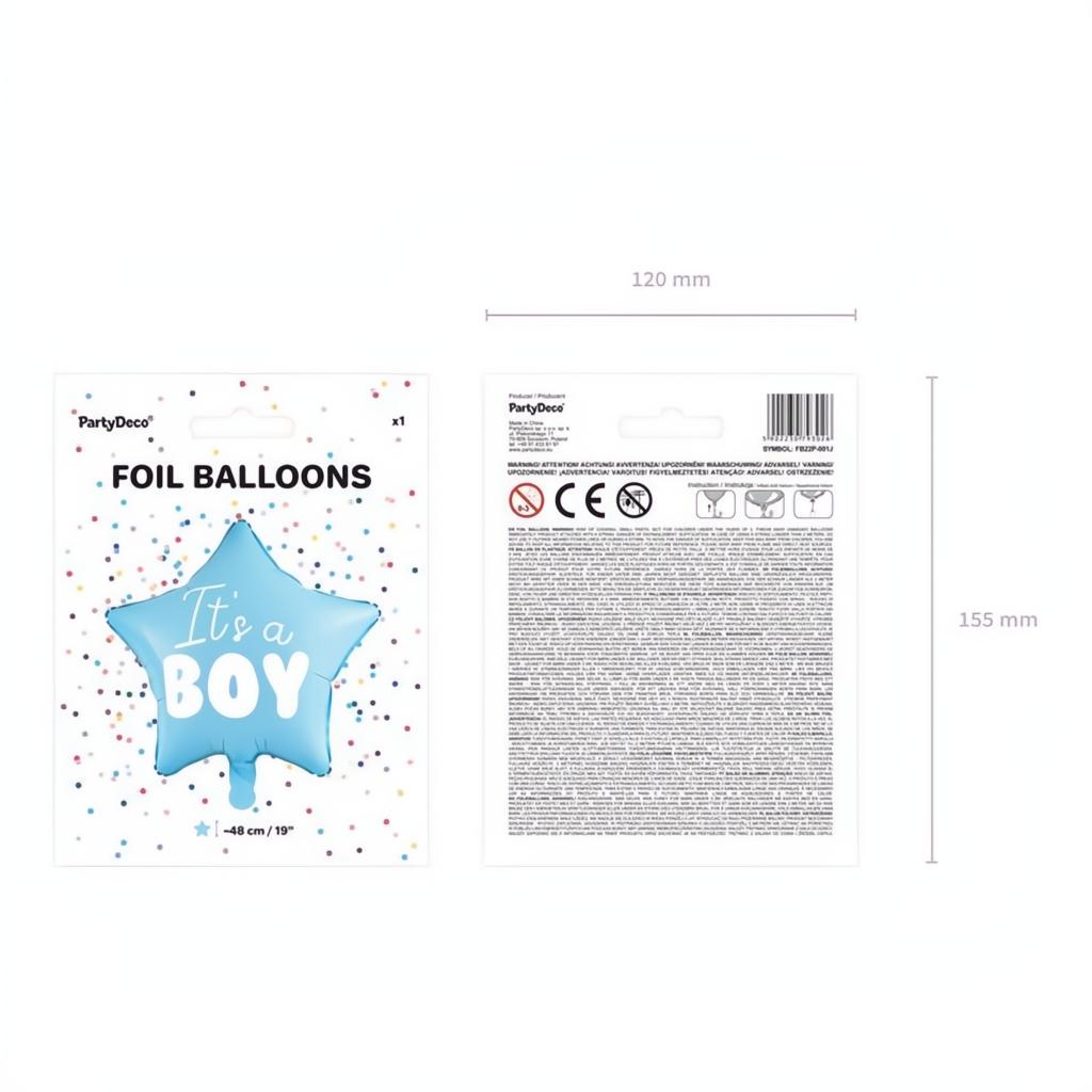 Folienballon Stern - It's a boy, 48cm, hellblau PartyDeco 5