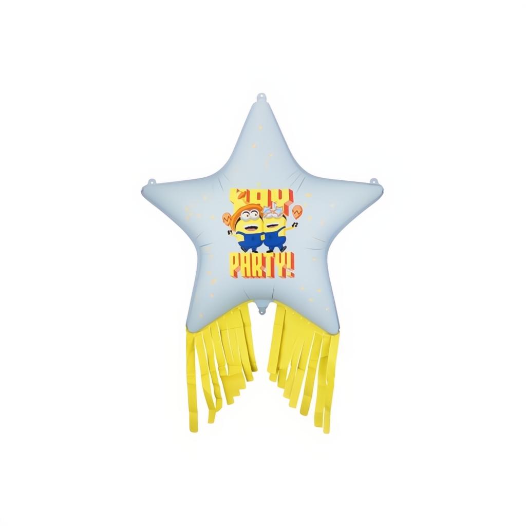 Folienballon Stern mit Quasten Minions, 72x72 cm PartyDeco 1