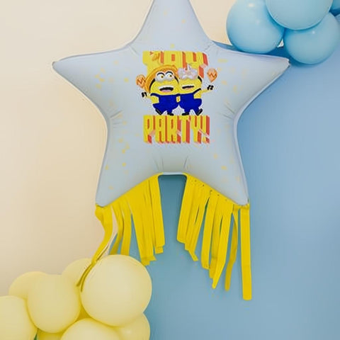 Folienballon Stern mit Quasten Minions, 72x72 cm PartyDeco 2
