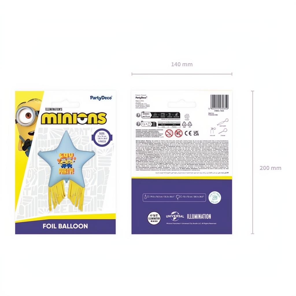 Folienballon Stern mit Quasten Minions, 72x72 cm PartyDeco 5