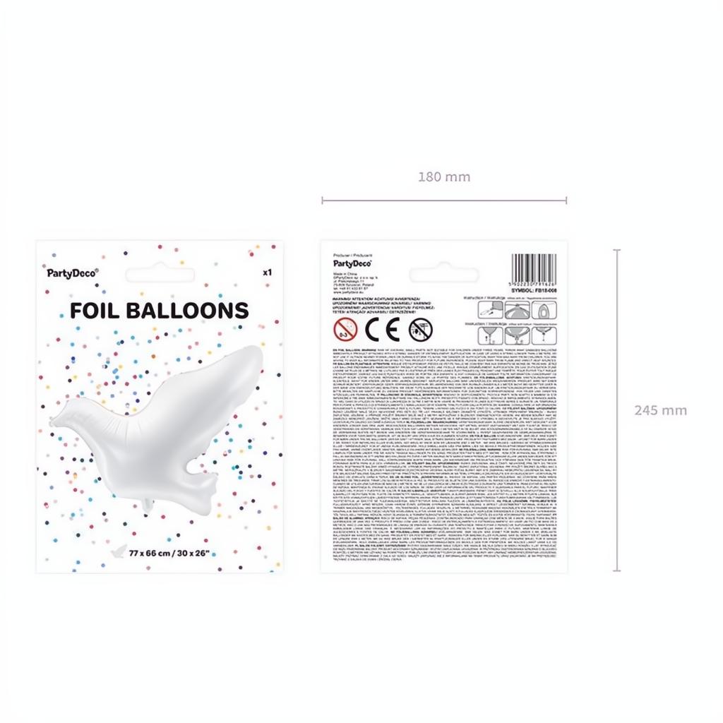 Folienballon Taube, weiss, 77x66cm PartyDeco 6