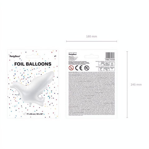 Folienballon Taube, weiss, 77x66cm PartyDeco 6