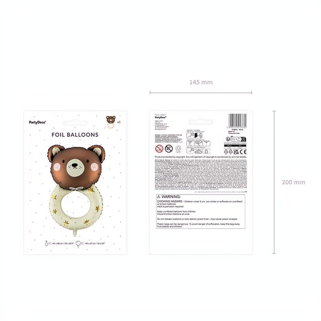 Folienballon Teddybär Rassel, 61x88 cm PartyDeco 8