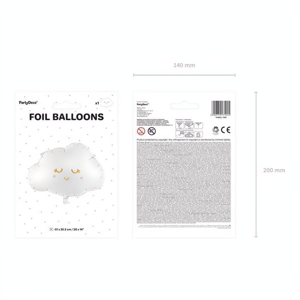 Folienballon Wolke, 51x35,5cm PartyDeco 5