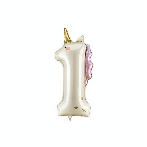 Folienballon Zahl ''1'' Einhorn, 93 cm PartyDeco 1