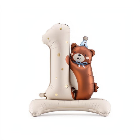 Folienballon Zahl '1' mit Bär, 81 x 72 cm PartyDeco 1
