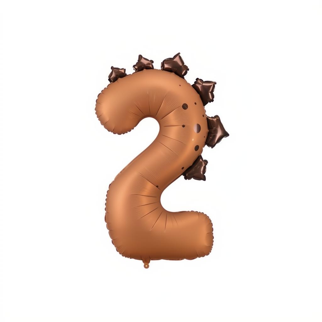 Folienballon Zahl ''2'' Dinosaurier, 92 cm PartyDeco 1
