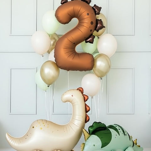 Folienballon Zahl ''2'' Dinosaurier, 92 cm PartyDeco 2