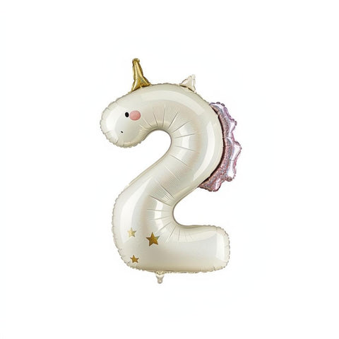 Folienballon Zahl ''2'' Einhorn, 93 cm PartyDeco 1