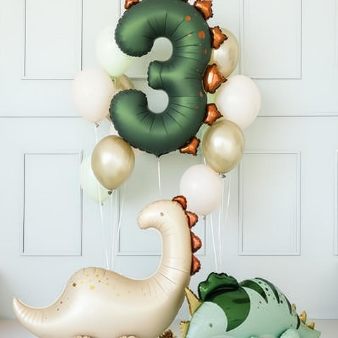 Folienballon Zahl ''3'' Dinosaurier, 92 cm PartyDeco 2