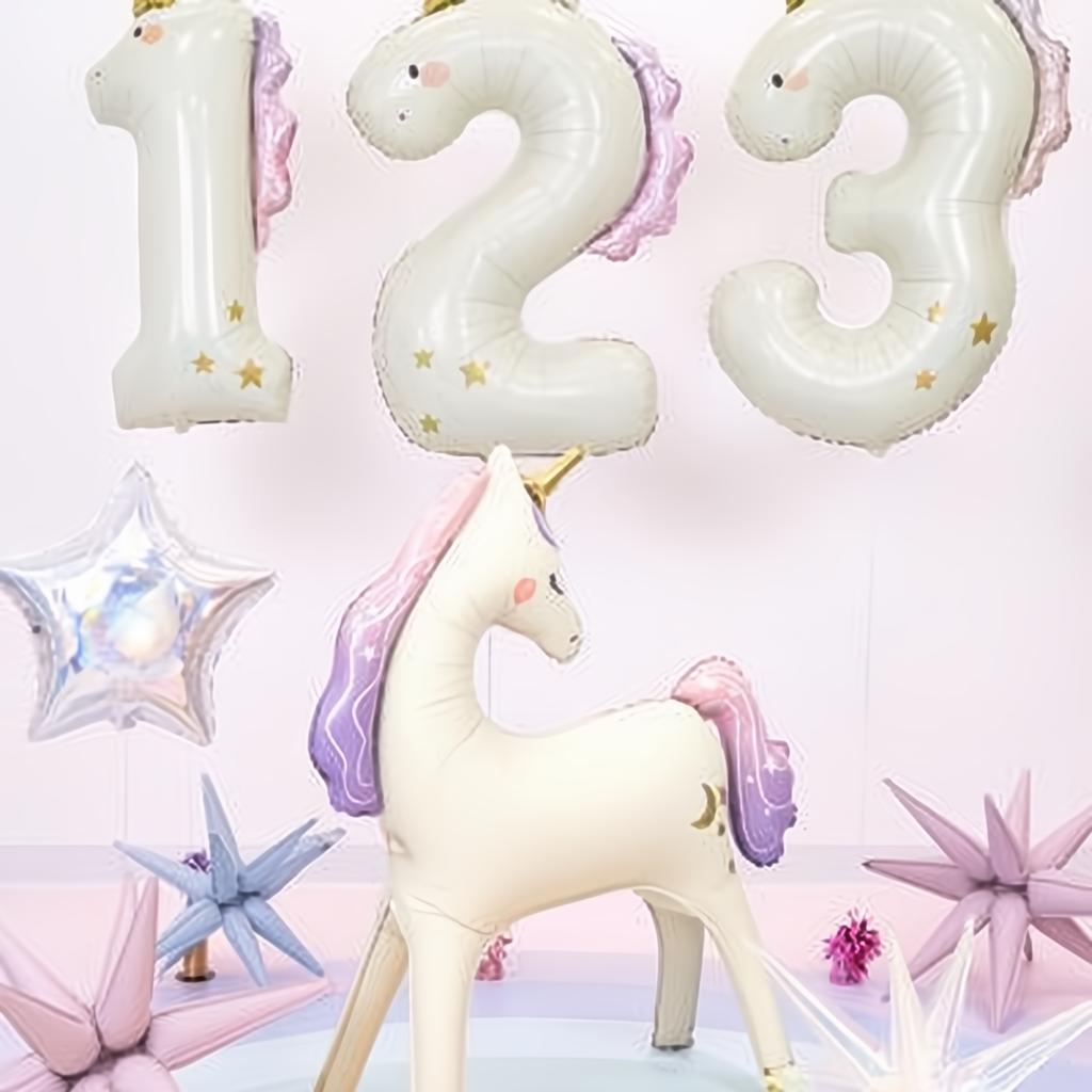 Folienballon Zahl ''3'' Einhorn, 93 cm PartyDeco 3